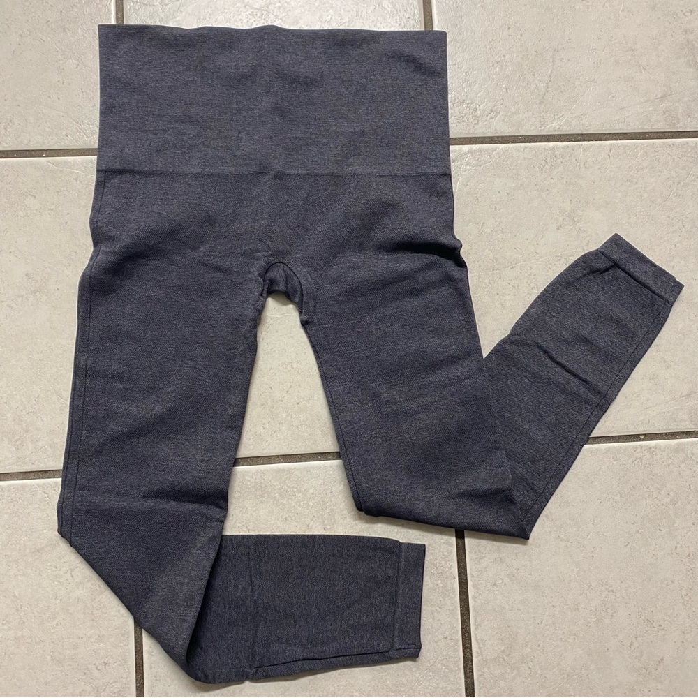 Spanx Womens Gray Wide Waist Soft Stretch Athleisure  Workout Leggings Size XL